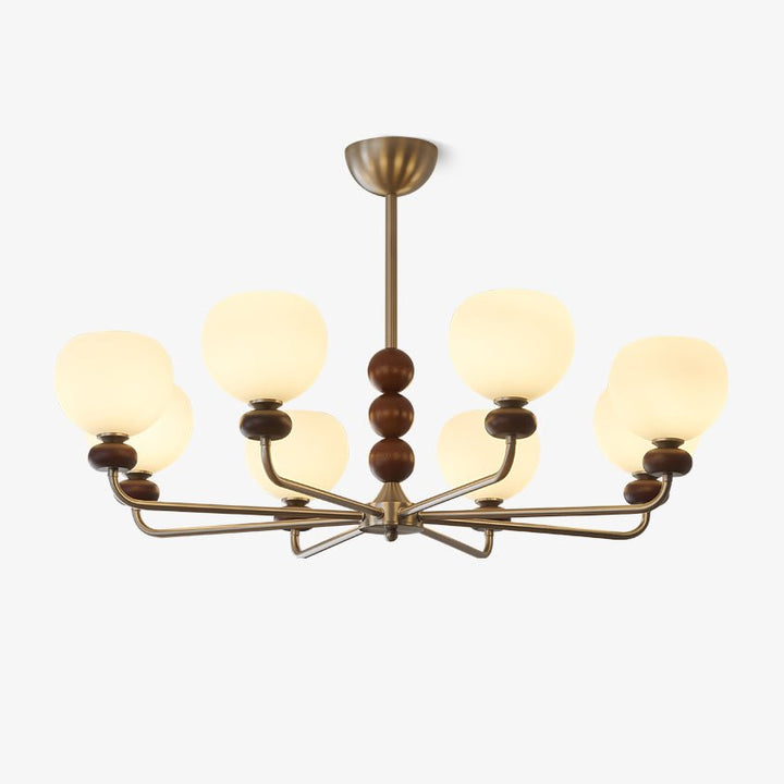 Vilorira Chandelier Classique Orbe Bois Noyer Verre Traditionnel - Neutralighting