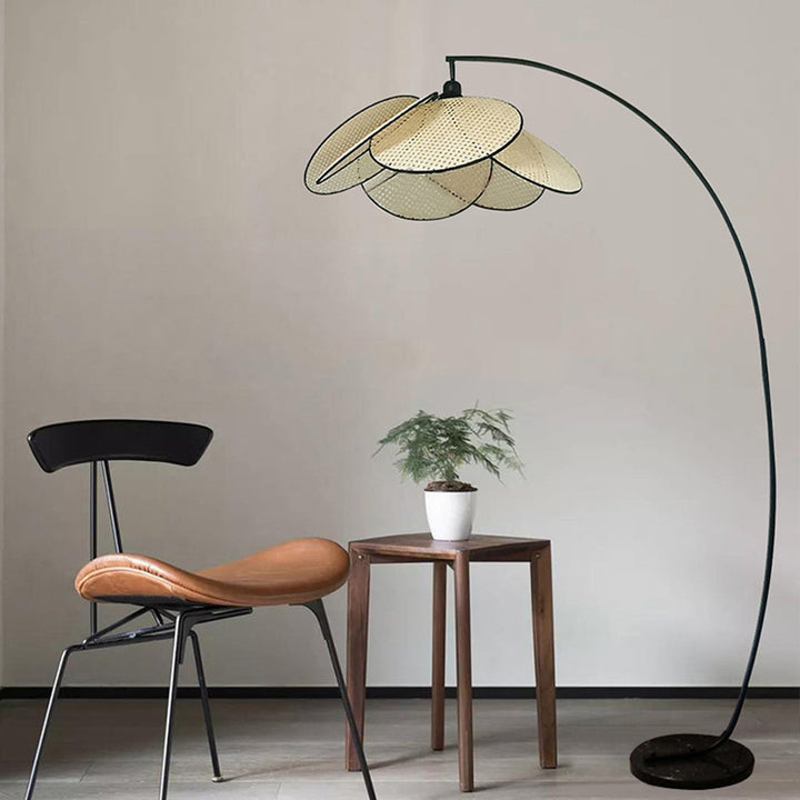 Ritta Lampadaire Fleur Naturel, Métal/Rotin, Beige, Salon/Chambre - Neutralighting