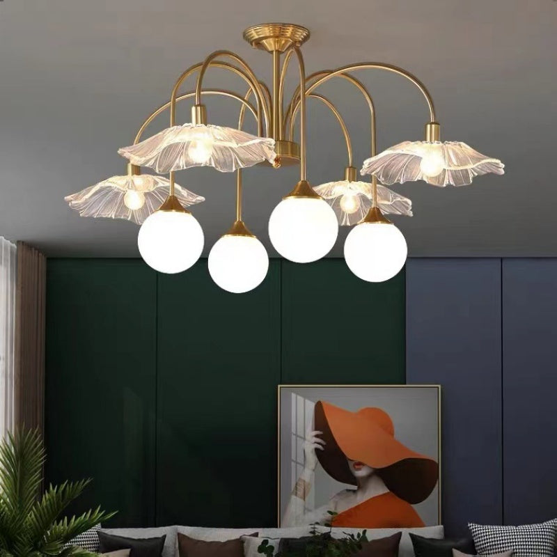 Valentina Nordique LED Lustre Or Verre Salon/Chambre À Coucher/Salle À Manger - Neutralighting