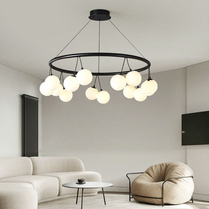 Valentina Nordique LED Lustre Noir Métal/Verre Salle À Manger/Chambre À Coucher - Neutralighting