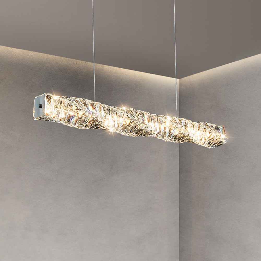 Kristy Suspension Linéaire Simple, Acier/Cristal, Or/Argent, Bar/Cuisine - Neutralighting