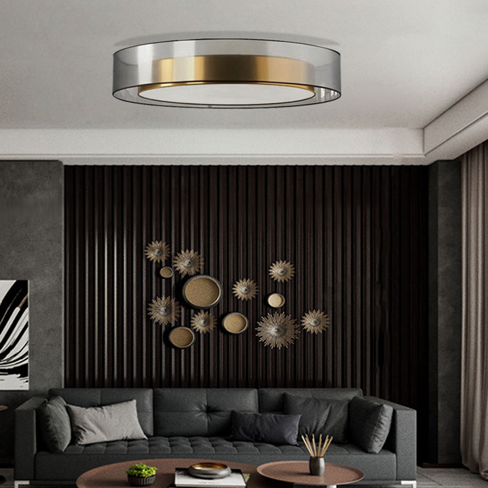 Arisha Plafonnier Rond Moderne, Métal/Acrylique, Doré, Salon - Neutralighting