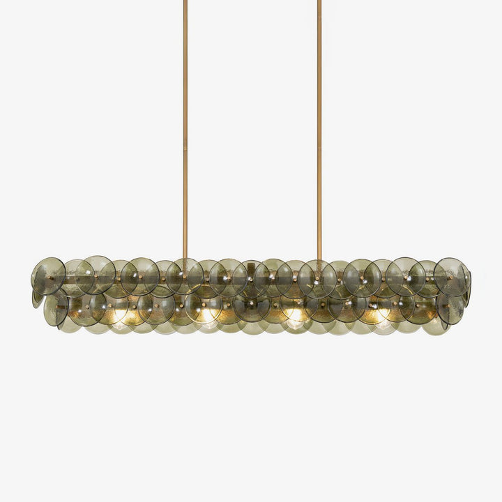 Aurora Chandelier Linéaire en Verre Pressé Ambre Moderne - Neutralighting