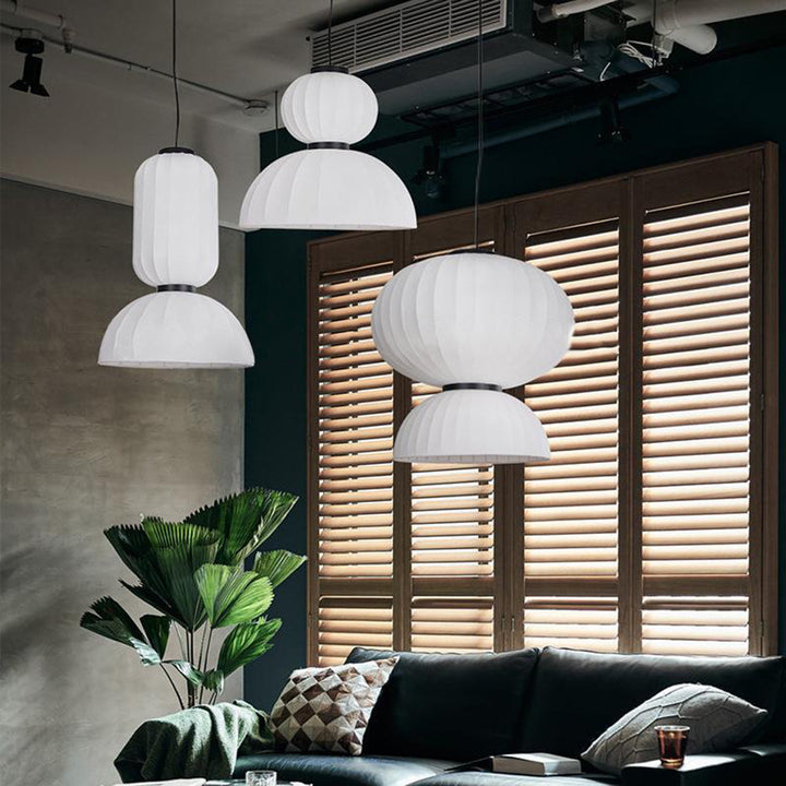 Ritta Suspension Vintage, Métal/Soie, Noir/Blanc, Chambre à Coucher - Neutralighting