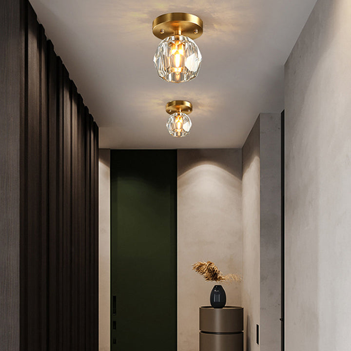 Kristy Plafonnier Diamant Cristal, Métal/Cristal, Doré, Salon - Neutralighting