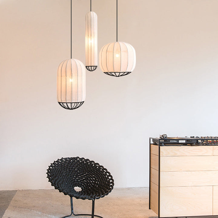 Ritta Suspension Vintage, Métal/Tissu, Blanc/Noir, Salon - Neutralighting