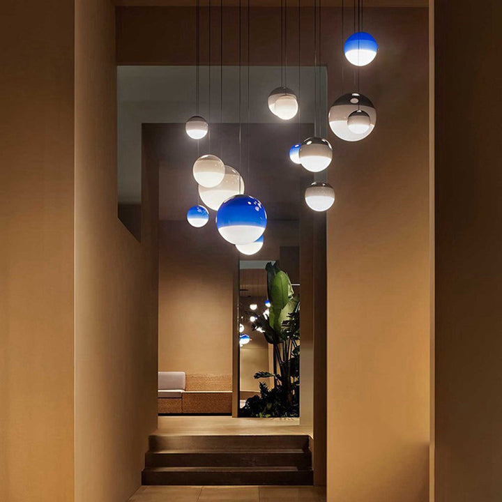 Edith Suspension Bulle Moderne Verre. Noir/Gris/Bleu/Rose. Salon - Neutralighting