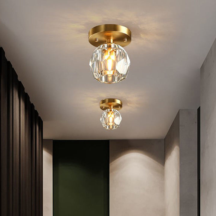Kristy Plafonnier Diamant Cristal, Métal/Cristal, Doré, Salon - Neutralighting