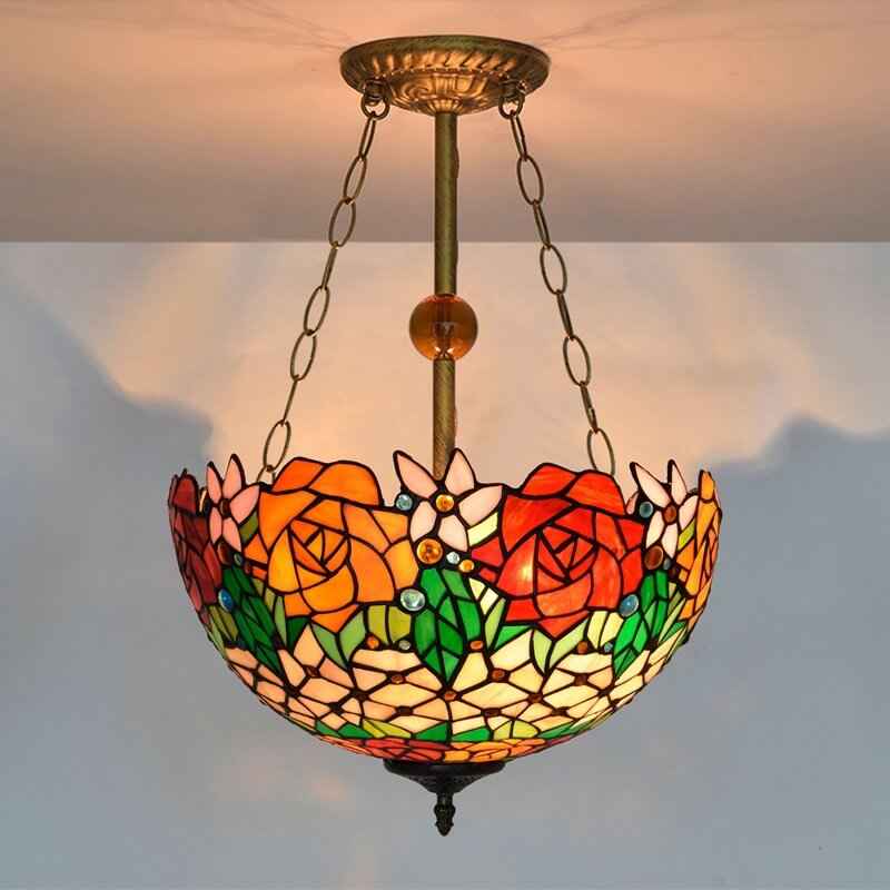 Tiffany Vintage LED Suspension Verre Chambre À Coucher - Neutralighting