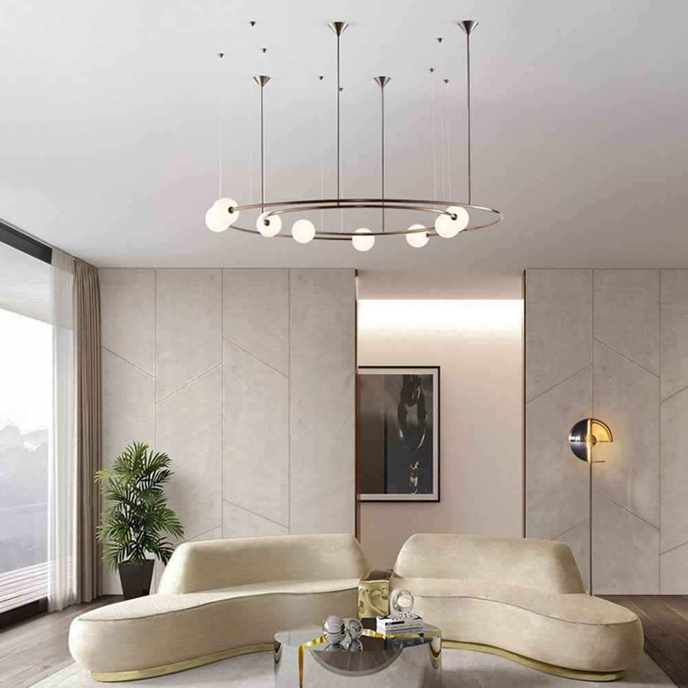 Valentina Suspension Anneau Moderne, Métal/Verre, Noir/Doré, Salon - Neutralighting