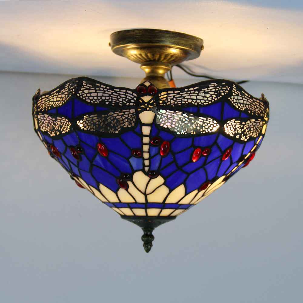 Plafonnier Tiffany en Verre – Plafonnier Élégant