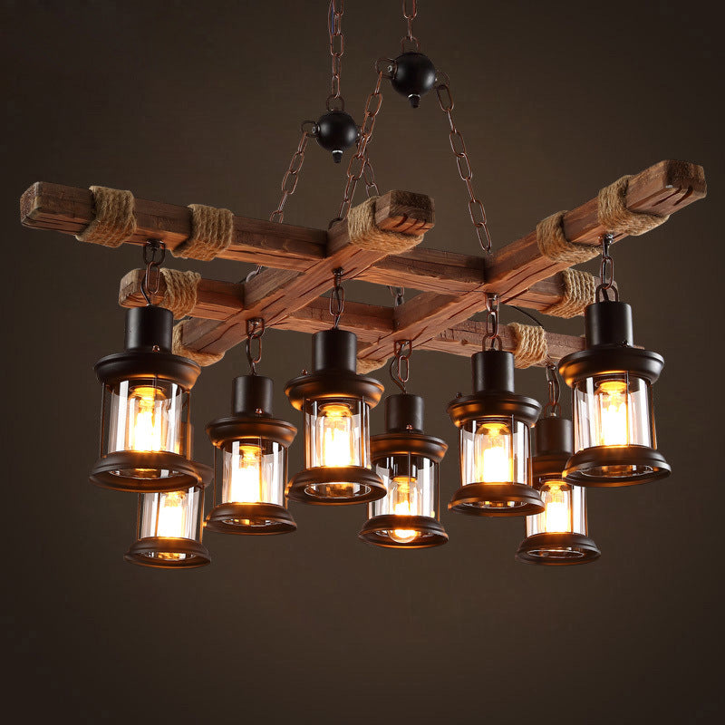 Epoch Industriel LED Classique Lustre Bois Métal Verre Salon/Bar - Neutralighting