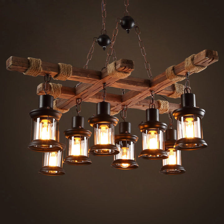 Epoch Industriel LED Classique Lustre Bois Métal Verre Salon/Bar - Neutralighting