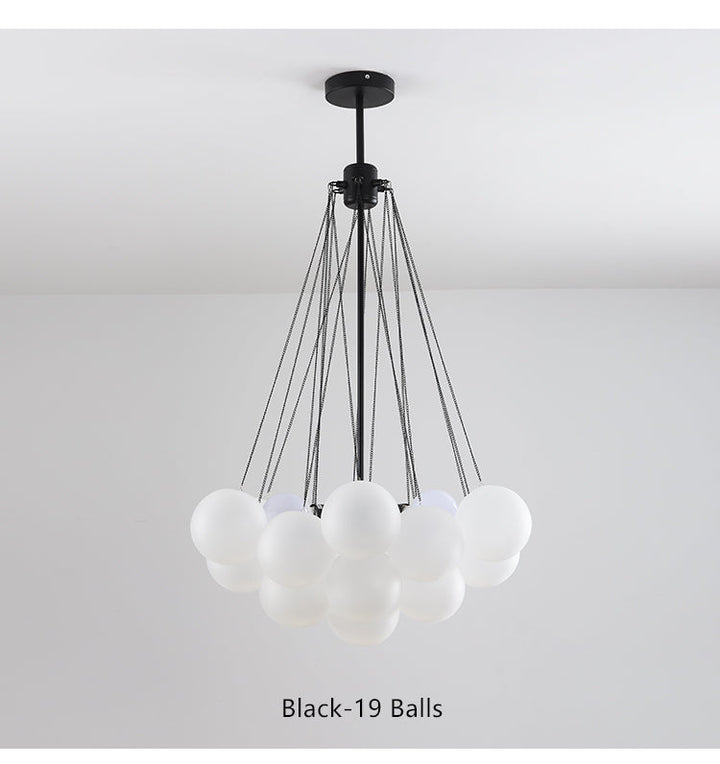 Valentina Lustre Globe Modenre, Fer/Verre, Noir/Blanc, Salon - Neutralighting