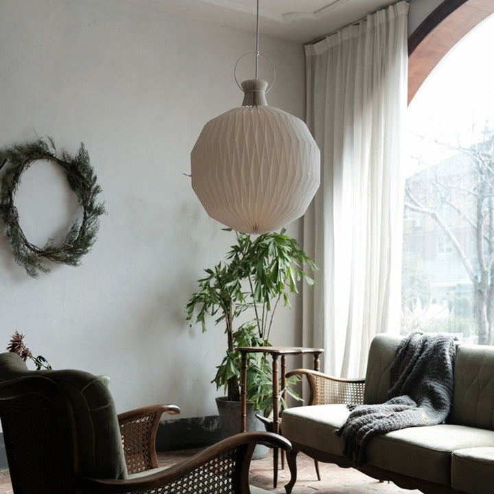 Ritta Suspension Globe Moderne, Metal/Papier, Blanc, Salon - Neutralighting