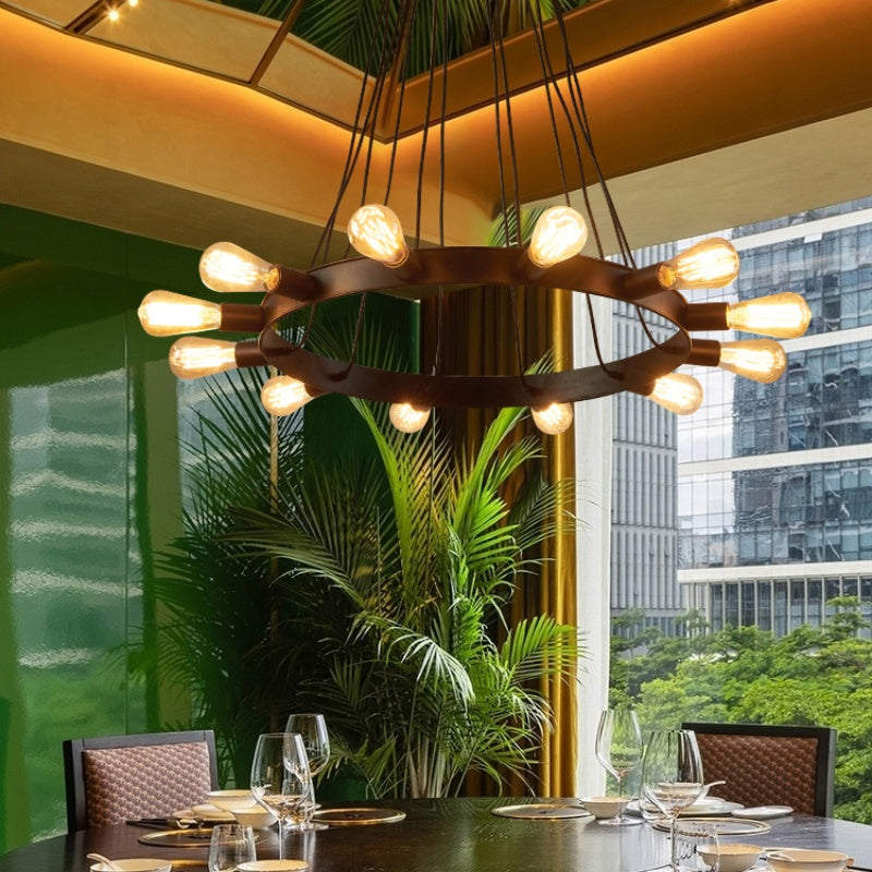 Silva Vintage LED Lustre Marron Métal Salon/Bar/Salle À Manger - Neutralighting