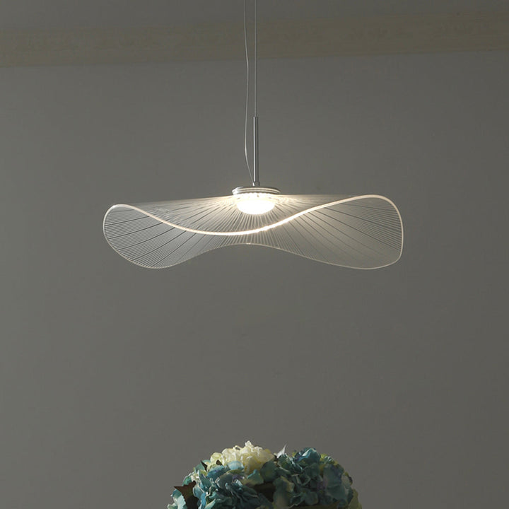 Arisha Suspension Feuille de lotus Contemporaine, Métal/Acrylique, Blanc, Salle de Séjour/Chambre à Coucher - Neutralighting