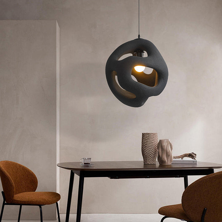 Avi Suspension Globe Moderne, Métal/Résine, Blanc/Noir, Bar/Salle de Séjour - Neutralighting