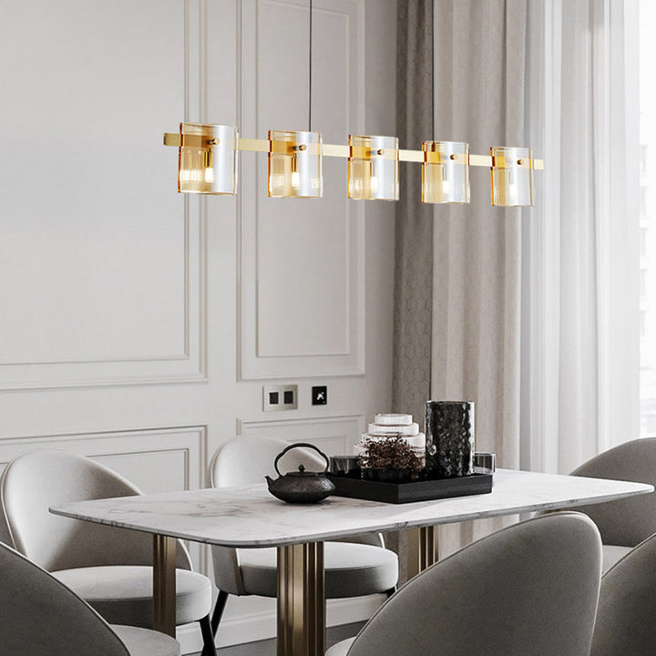 Arisha Suspension Cylindre Nordique, Cuivre/Verre, Noir/Or, Bar/Cuisine - Neutralighting