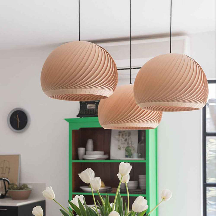 Muto Suspension Globe Naturel, Bois/Metal, Marron/Bois, Salon - Neutralighting