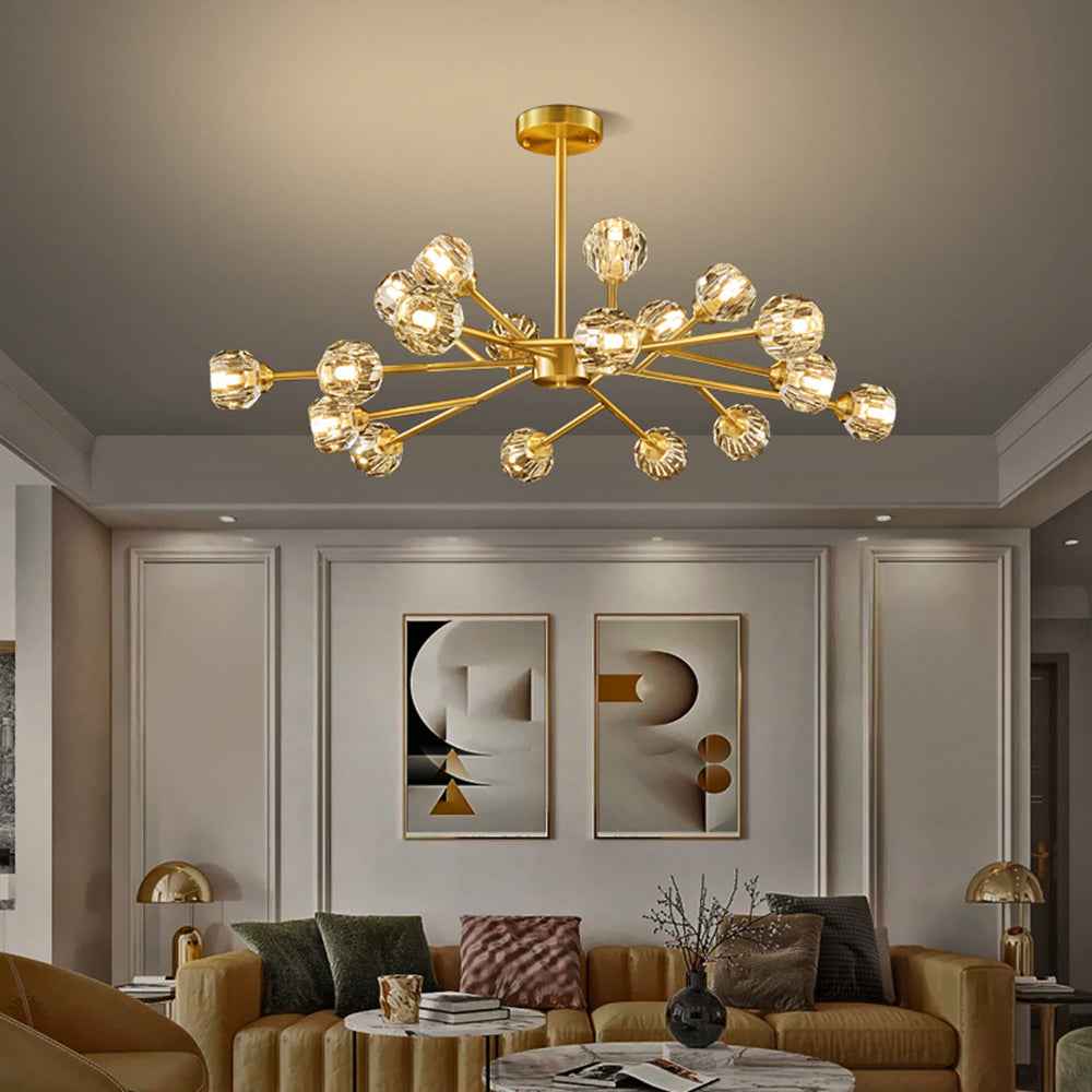 Valentina Luminaires Suspensions Multi Balle Moderne Cuivre/Cristal Noir/Doré Salon/Salle à Manger - Neutralighting
