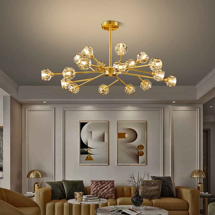 Valentina Luminaires Suspensions Multi Balle Moderne Cuivre/Cristal Noir/Doré Salon/Salle à Manger - Neutralighting
