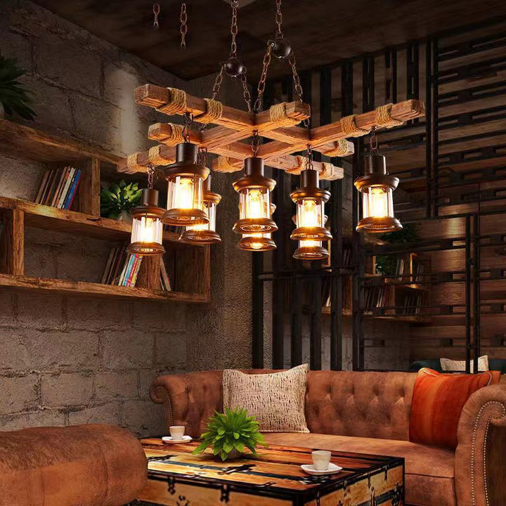 Epoch Industriel LED Classique Lustre Bois Métal Verre Salon/Bar - Neutralighting