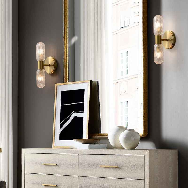 Valentina Applique Murale Luxe à Double Lumières, Métal/Verre, Or, Chambre - Neutralighting