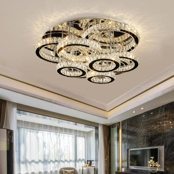 Kristy Design Italien LED Plafonnier Anneau Moderne Métal/Cristal Or Chambre à Coucher/Salle à Manger - Neutralighting
