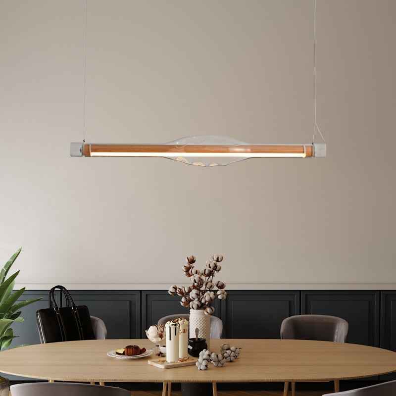 Ray Suspension Linéaire Industrielle, Métal /Acrylique, Rouge/Marron, Salon - Neutralighting