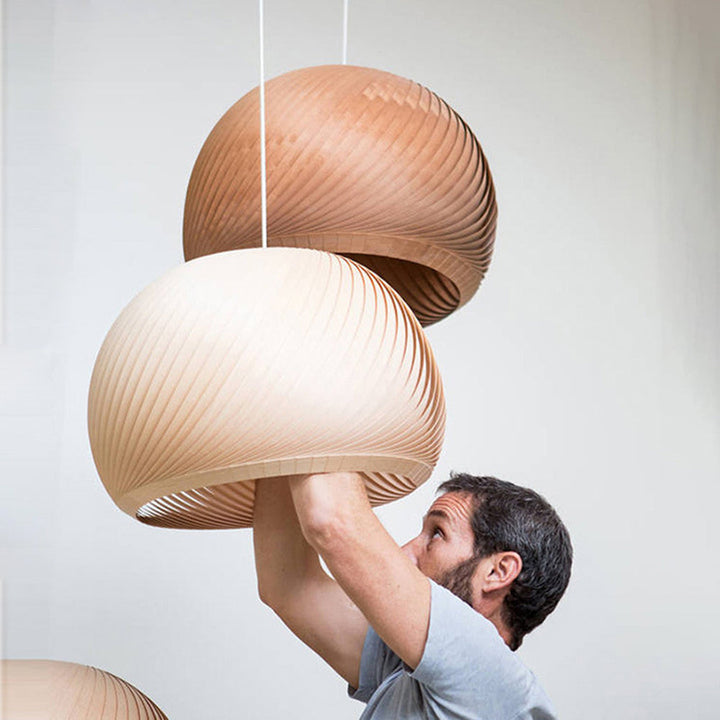 Muto Suspension Globe Naturel, Bois/Metal, Marron/Bois, Salon - Neutralighting