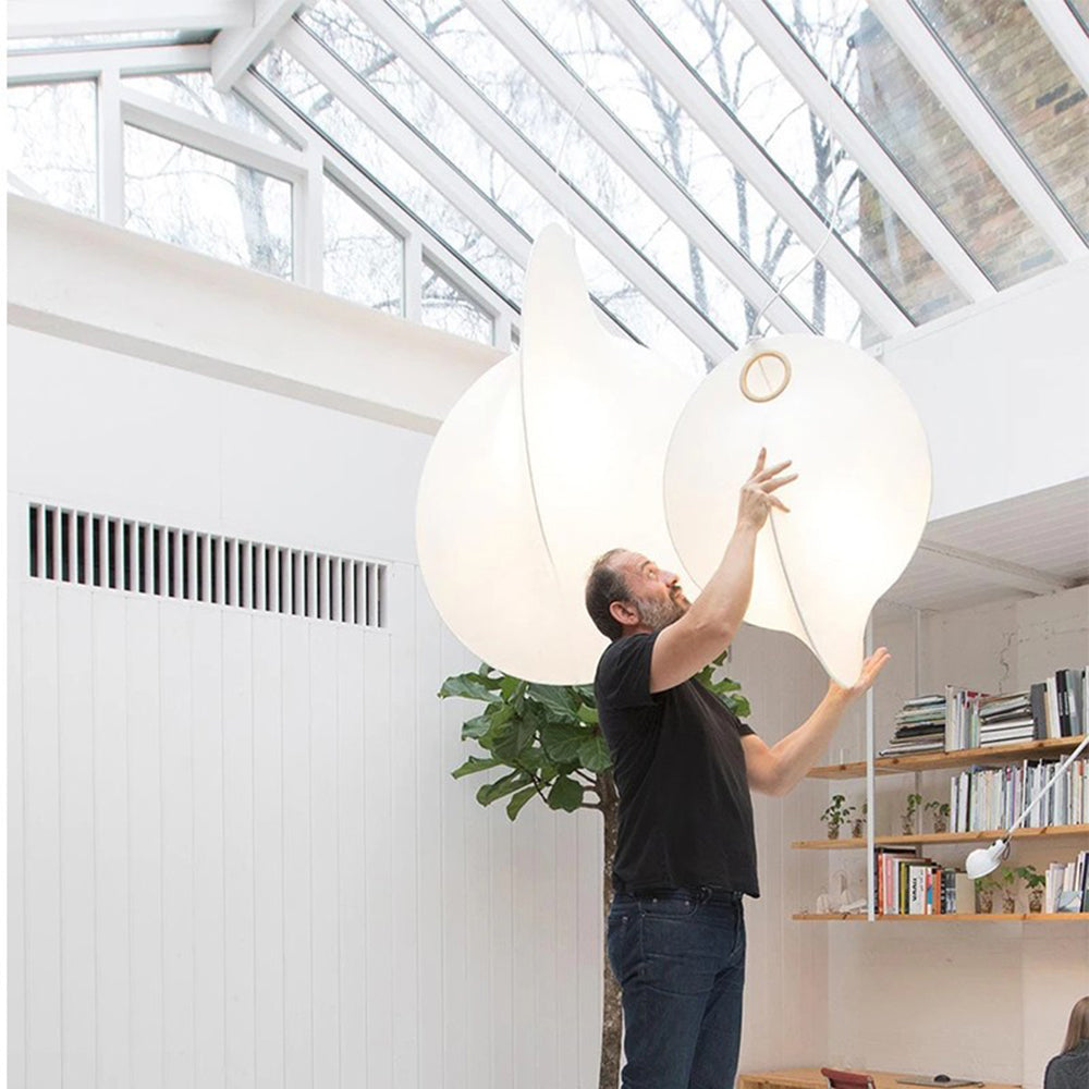 Ritta Suspension Boule Moderne, Métal/Soie, Blanc, Salon/Chambre à Coucher - Neutralighting