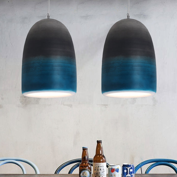 Arisha Suspension Pot Naturelle, Résine/Acrylique, Bleu/Noir/Gris, Chambre - Neutralighting