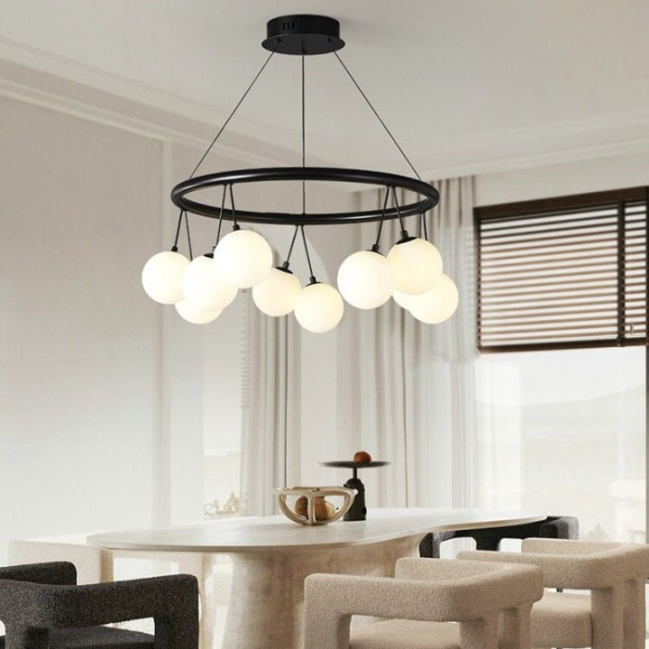 Valentina Nordique LED Lustre Noir Métal/Verre Salle À Manger/Chambre À Coucher - Neutralighting