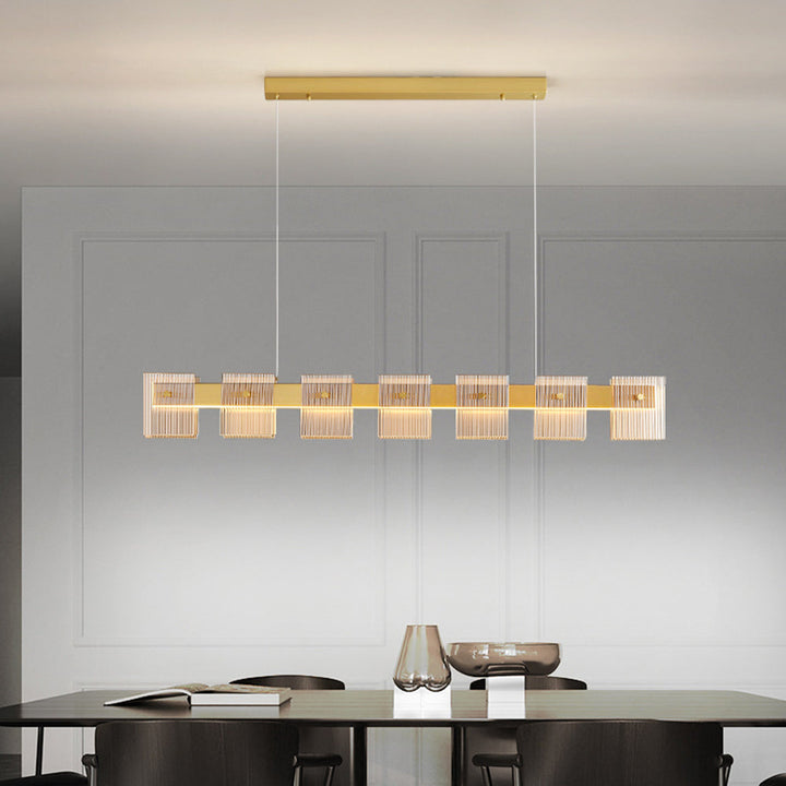 Arisha Suspension Carrée Urbaine, Cuivre/Verre, Doré, Salle de Bain/Chambre à Coucher - Neutralighting