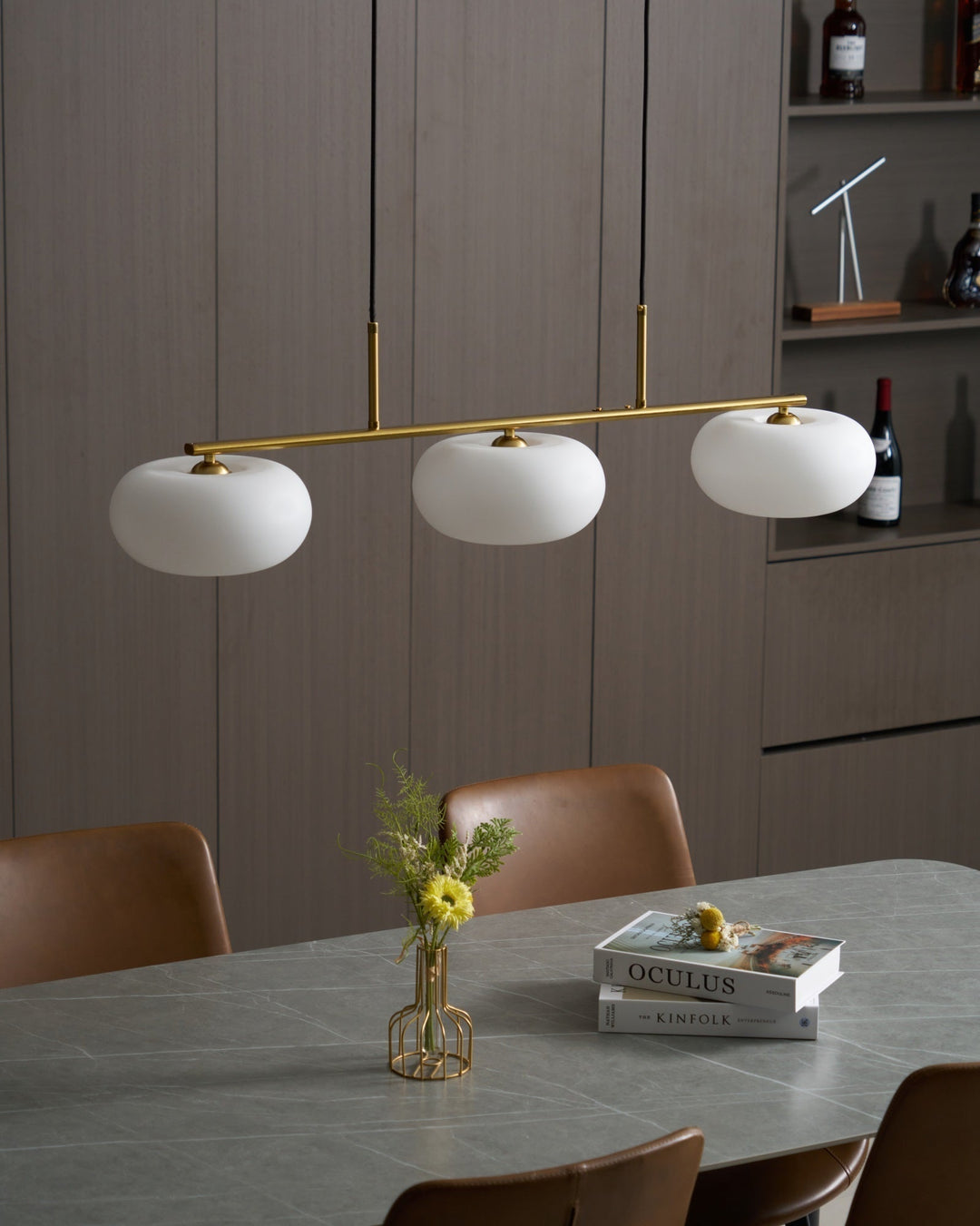 Lustra Suspension Lampe Linéaire à 3 Lumières en Forme de Globe - Neutralighting