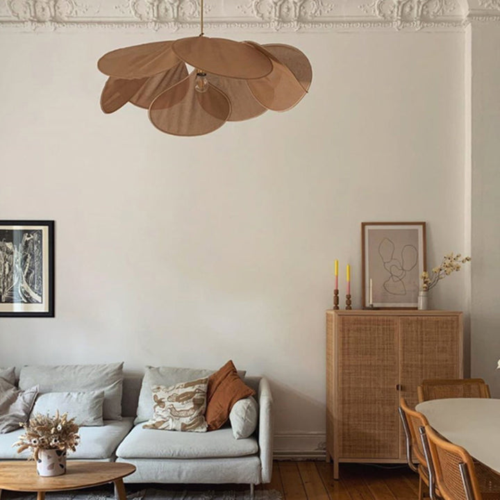 Ritta Suspension Petale Moderne, Metal/Tissu, Blanc/Marron, Salon - Neutralighting