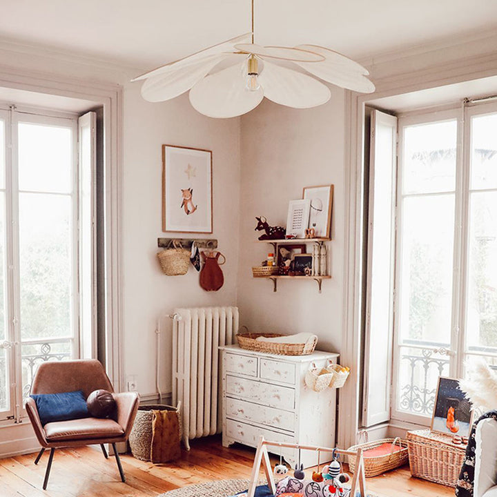 Ritta Suspension Petale Moderne, Metal/Tissu, Blanc/Marron, Salon - Neutralighting