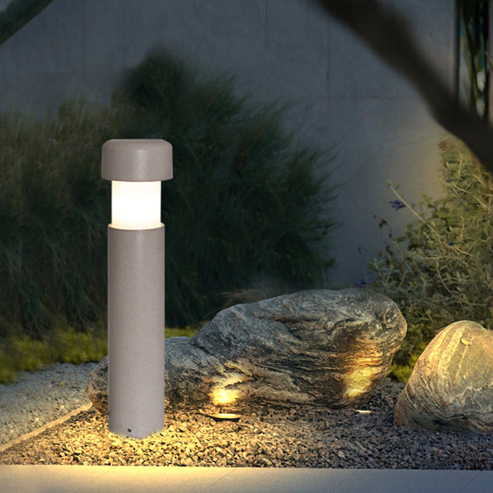 Ray Extérieure Cylindre Moderne, Métal/Pierre, Gris, Extérieur - Neutralighting