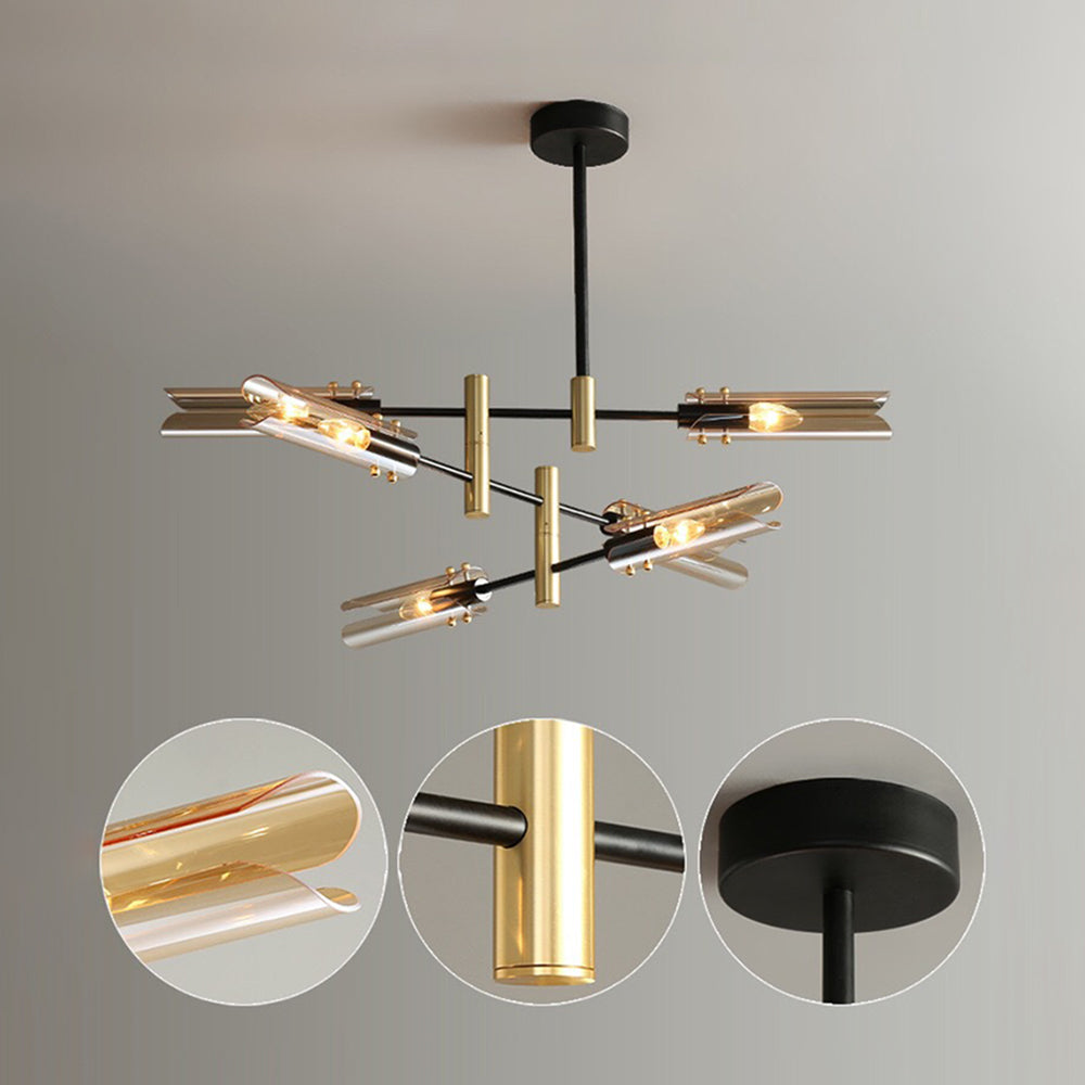 Arisha Plafonnier Linéaire Moderne, Métal/Verre, Gris Fumé/Ambre, Salon - Neutralighting
