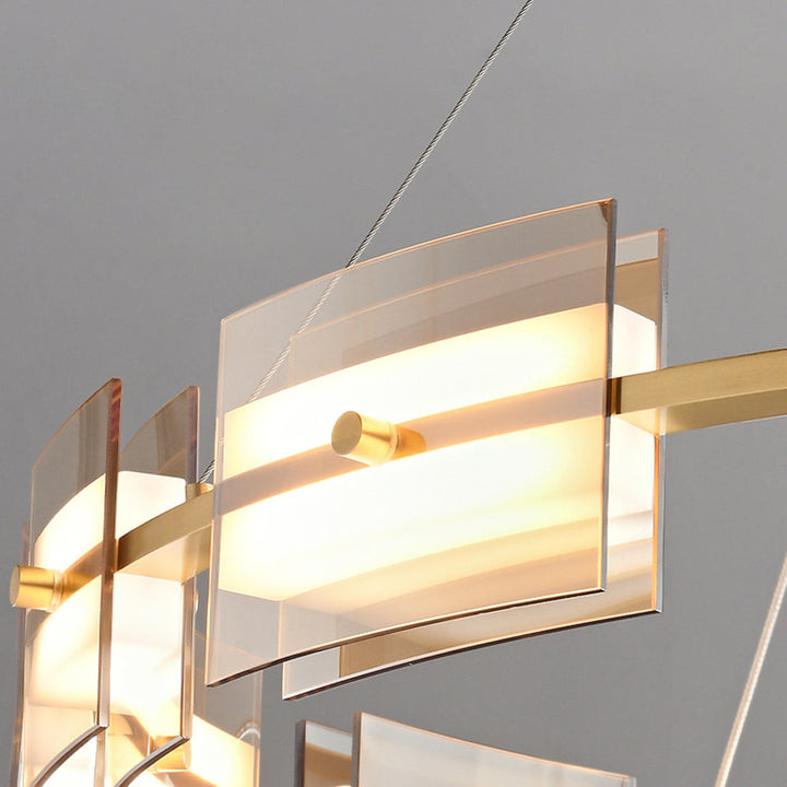 Arisha Suspension Anneau Simple, Cuivre/Verre, Noir/Or, Salon/Chambre - Neutralighting