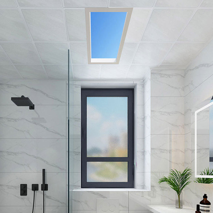 Ray Plafonnier Rectangle Moderne, Métal/Verre, Bleu, Salon - Neutralighting