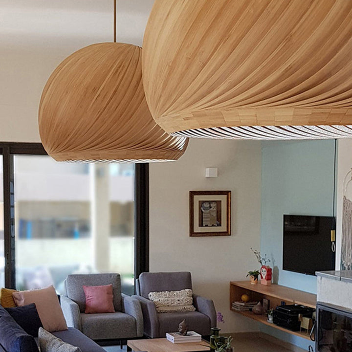 Muto Suspension Globe Naturel, Bois/Metal, Marron/Bois, Salon - Neutralighting