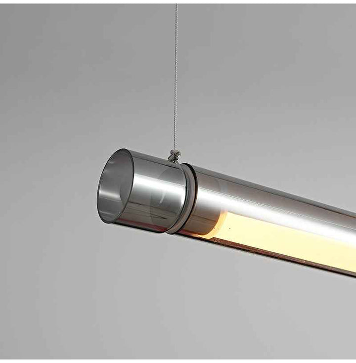 Ray Suspension Linéaire Industrielle, Métal /Acrylique, Rouge/Marron, Salon - Neutralighting