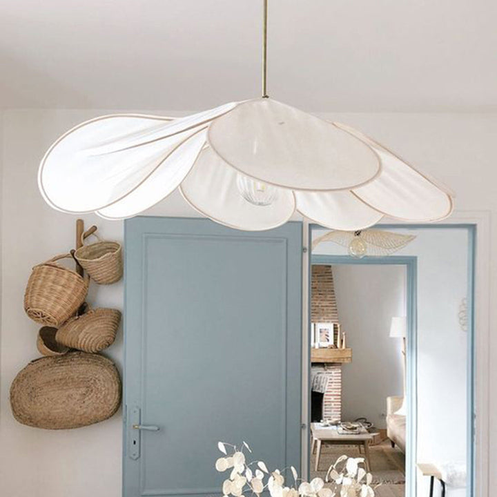 Ritta Suspension Petale Moderne, Metal/Tissu, Blanc/Marron, Salon - Neutralighting