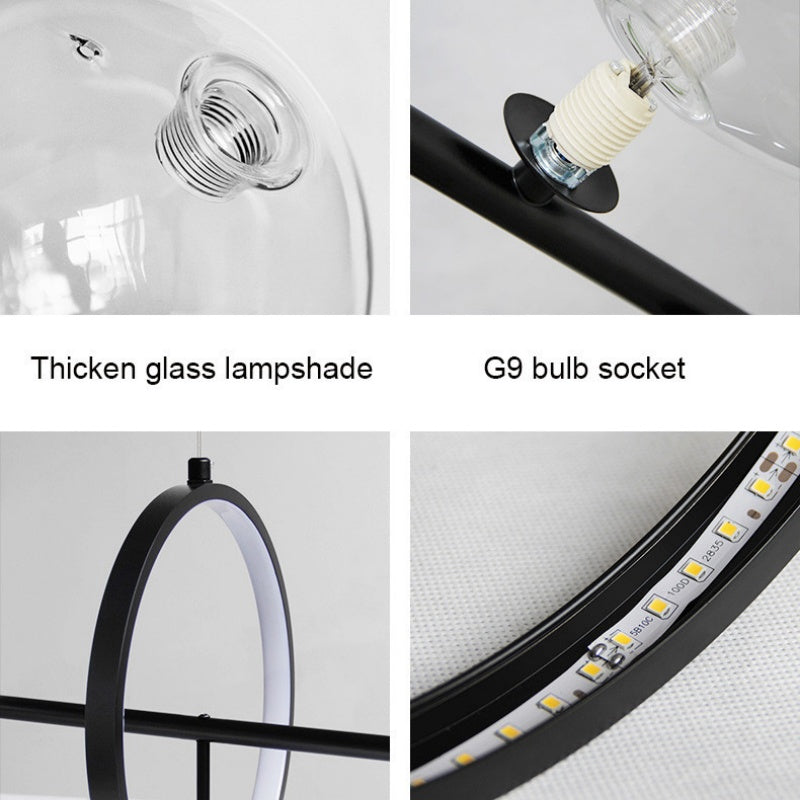Valentina Moderne LED Lustre Or/Noir Verre Salon/Chambre À Coucher - Neutralighting