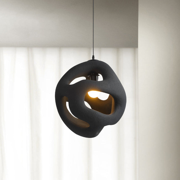 Avi Suspension Globe Moderne, Métal/Résine, Blanc/Noir, Bar/Salle de Séjour - Neutralighting