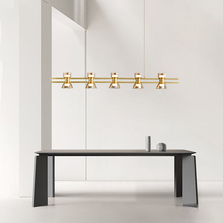 Arisha Suspension Linéaire Simple, Cuivre/Verre, Noir/Or, Salle de Bain/Chambre - Neutralighting