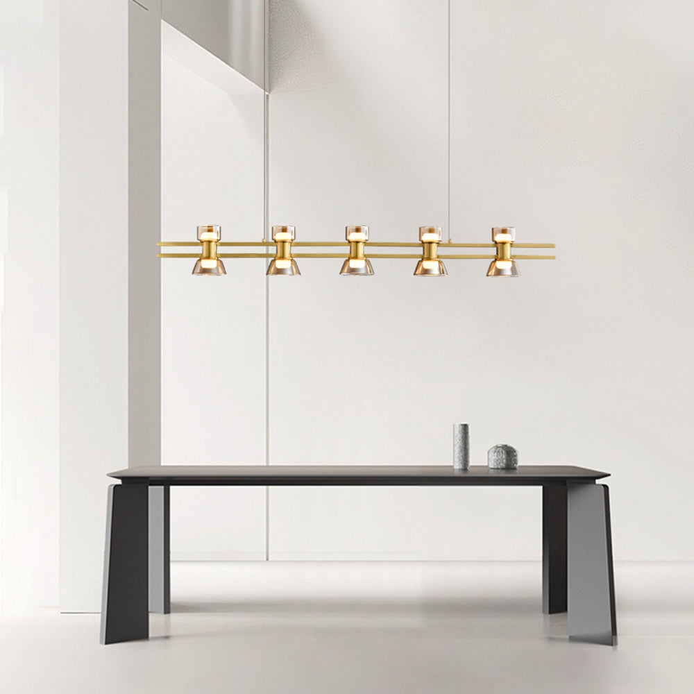 Arisha Suspension Linéaire Simple, Cuivre/Verre, Noir/Or, Salle de Bain/Chambre - Neutralighting