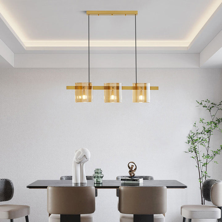 Arisha Suspension Cylindre Nordique, Cuivre/Verre, Noir/Or, Bar/Cuisine - Neutralighting